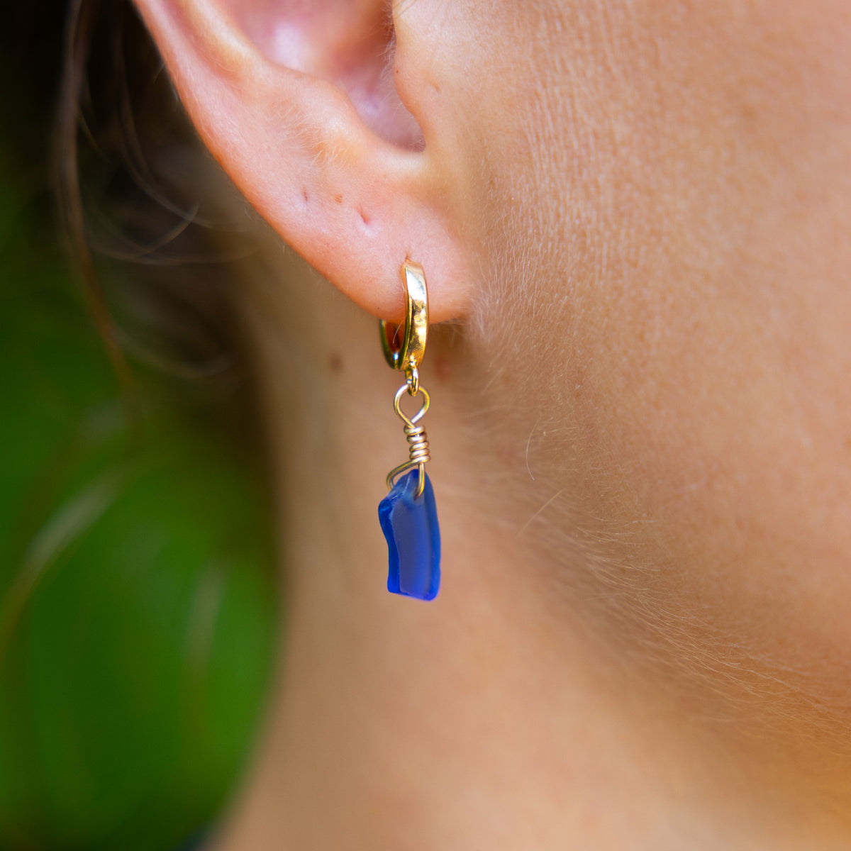 Gold Filled Sea Glass Hoop Earrings