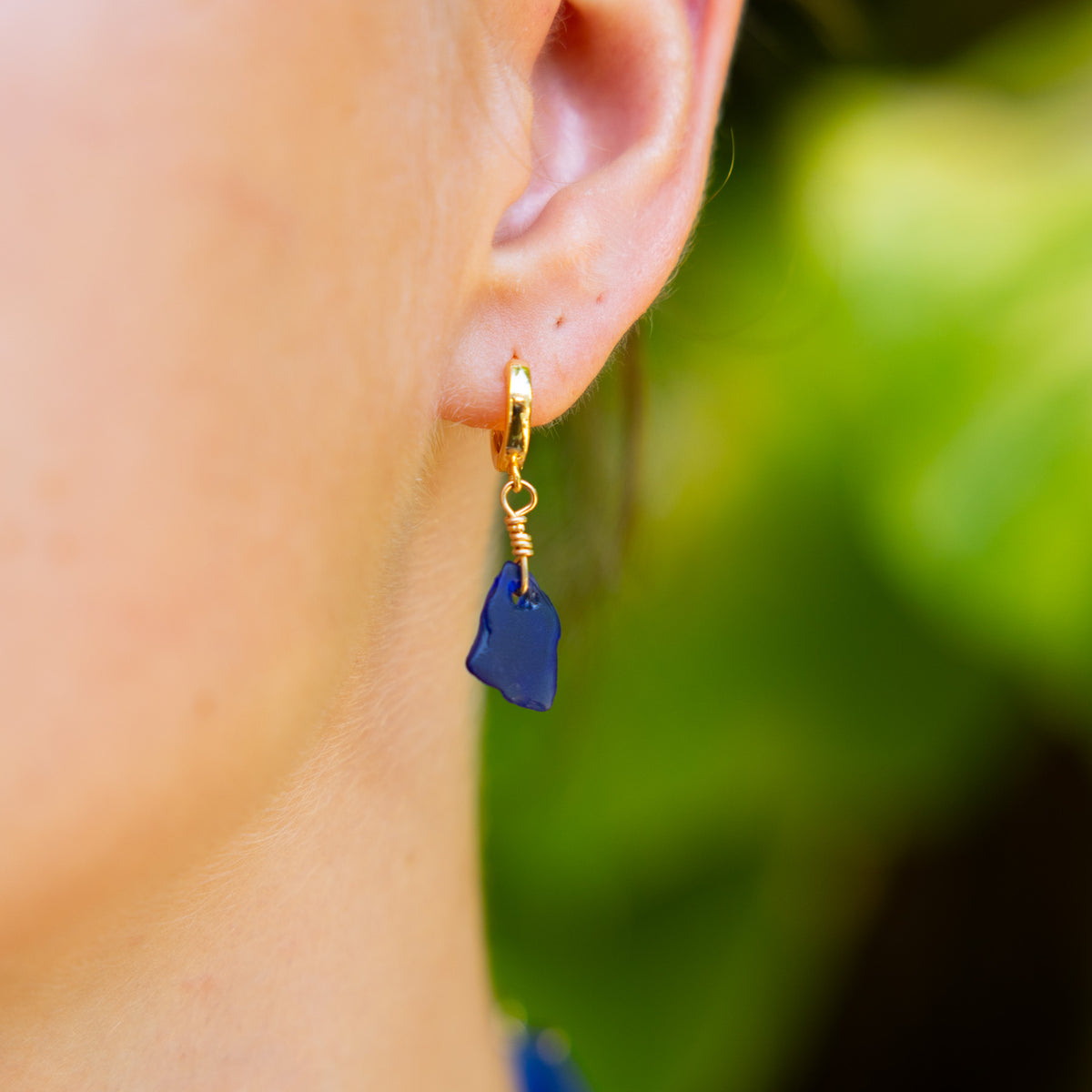 Gold Filled Sea Glass Hoop Earrings
