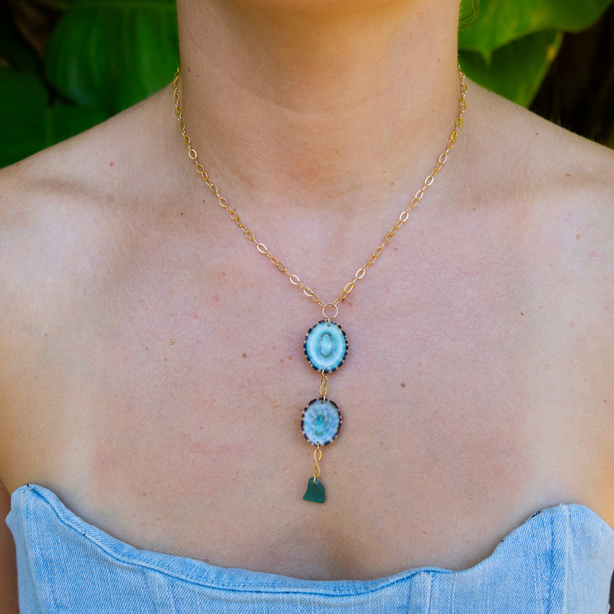 Gold Filled Tide Sea Glass Necklace (Multiple colors to choose from)