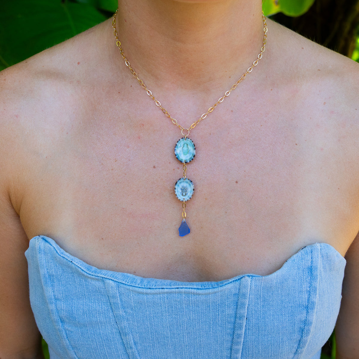 Gold Filled Tide Sea Glass Necklace (Multiple colors to choose from)
