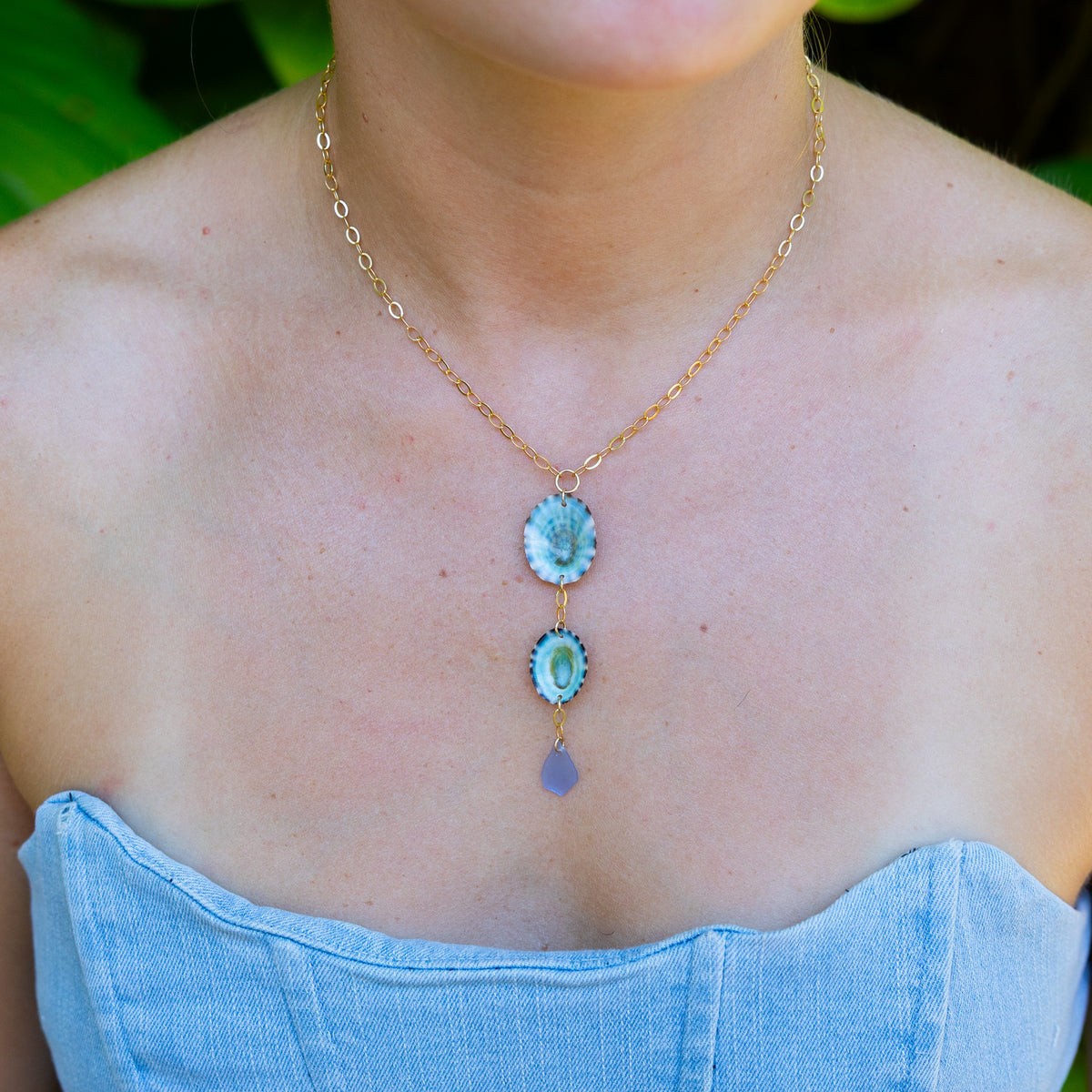 Gold Filled Tide Sea Glass Necklace (Multiple colors to choose from)