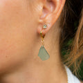 Gold Filled Aqua Sea Glass Earrings