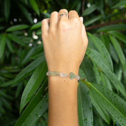 Gold Filled Emerald Sea Glass Bracelet