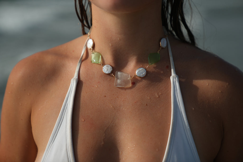 Saltwater Pearl Seaglass Choker