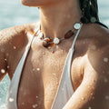 Gold Filled Brown Pearl Sea Glass Necklace