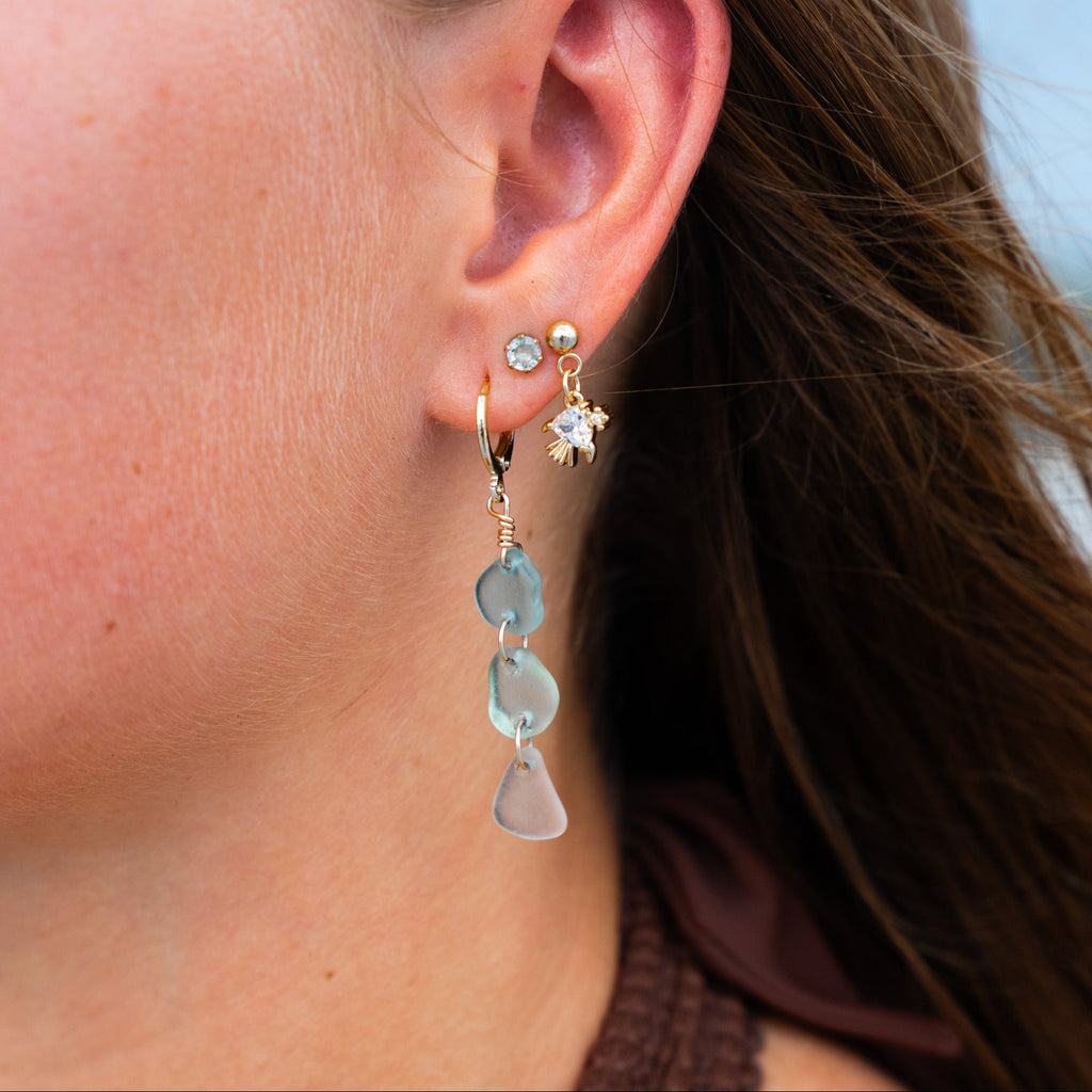 Gold Filled Seafoam Sea Glass Earrings
