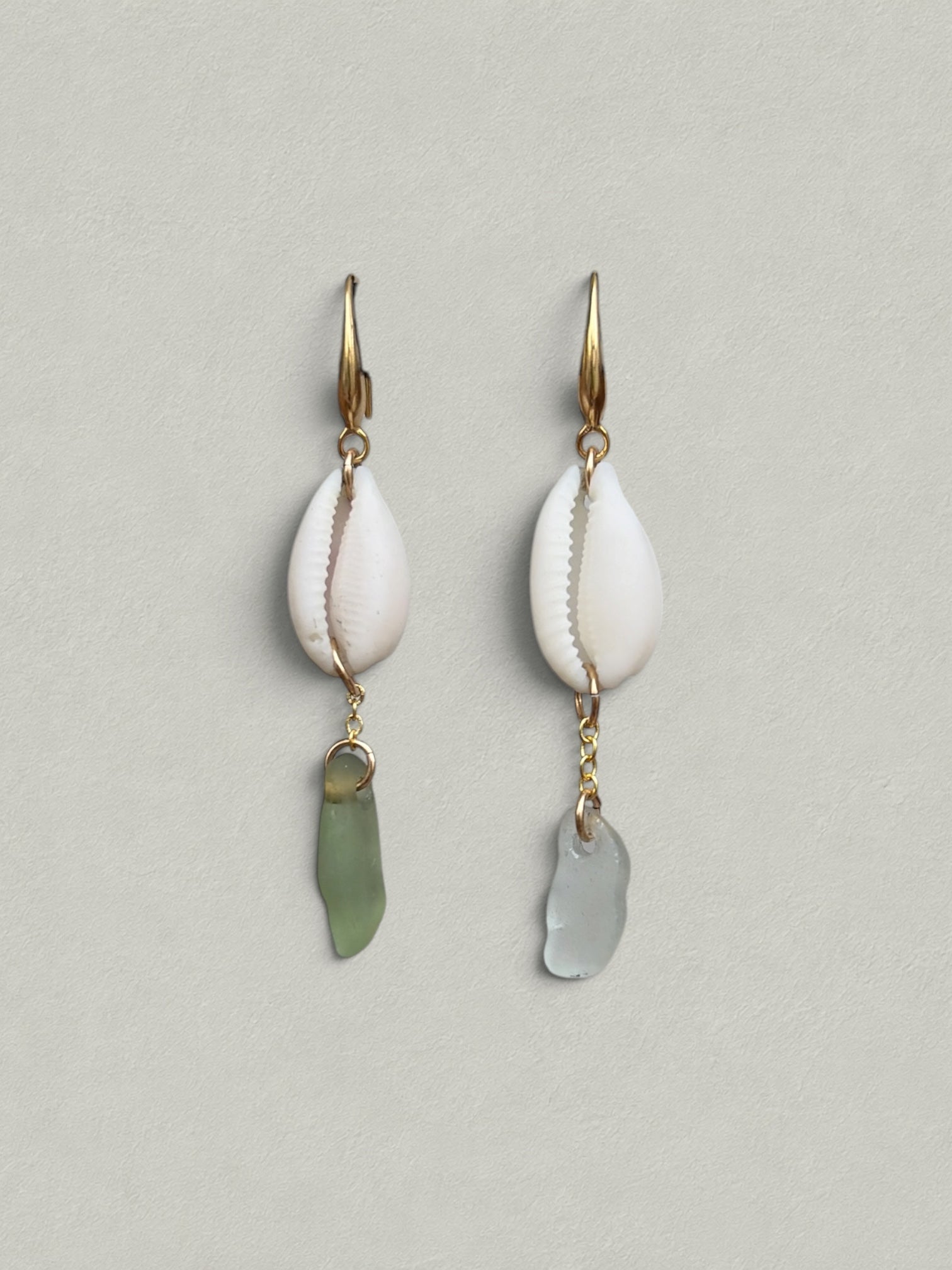 Seafoam Cowrie dangles