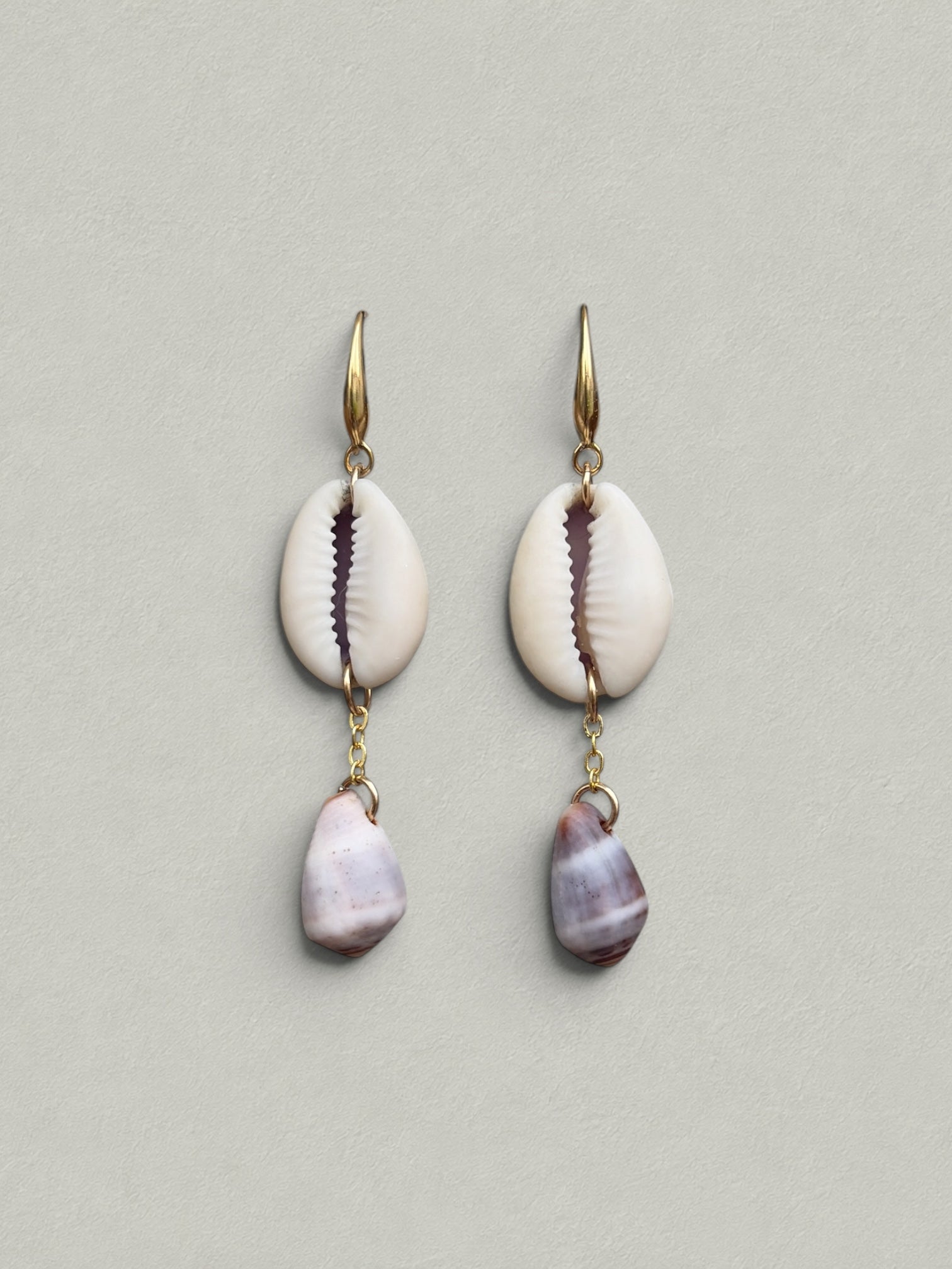 Coastal lilac Cowrie Dangles