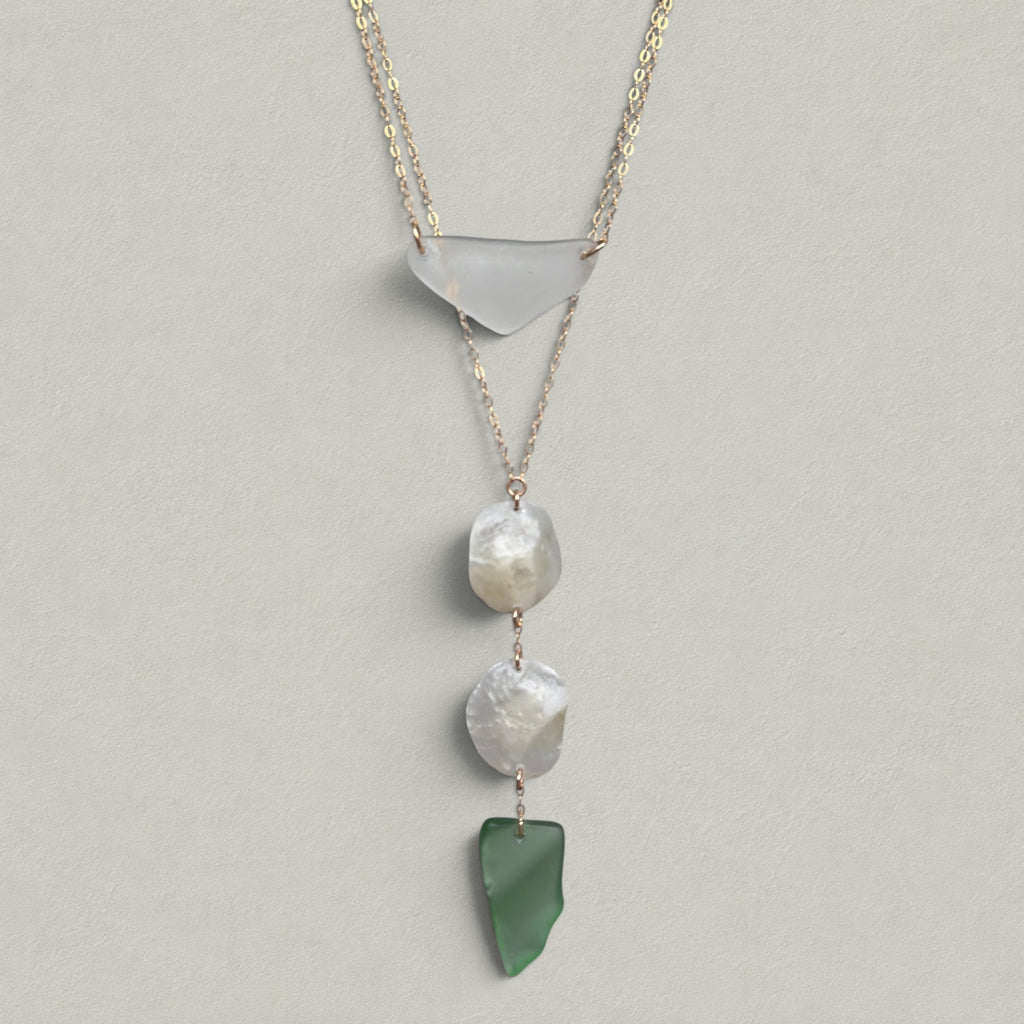 Seafoam Pearl Cascade Necklace