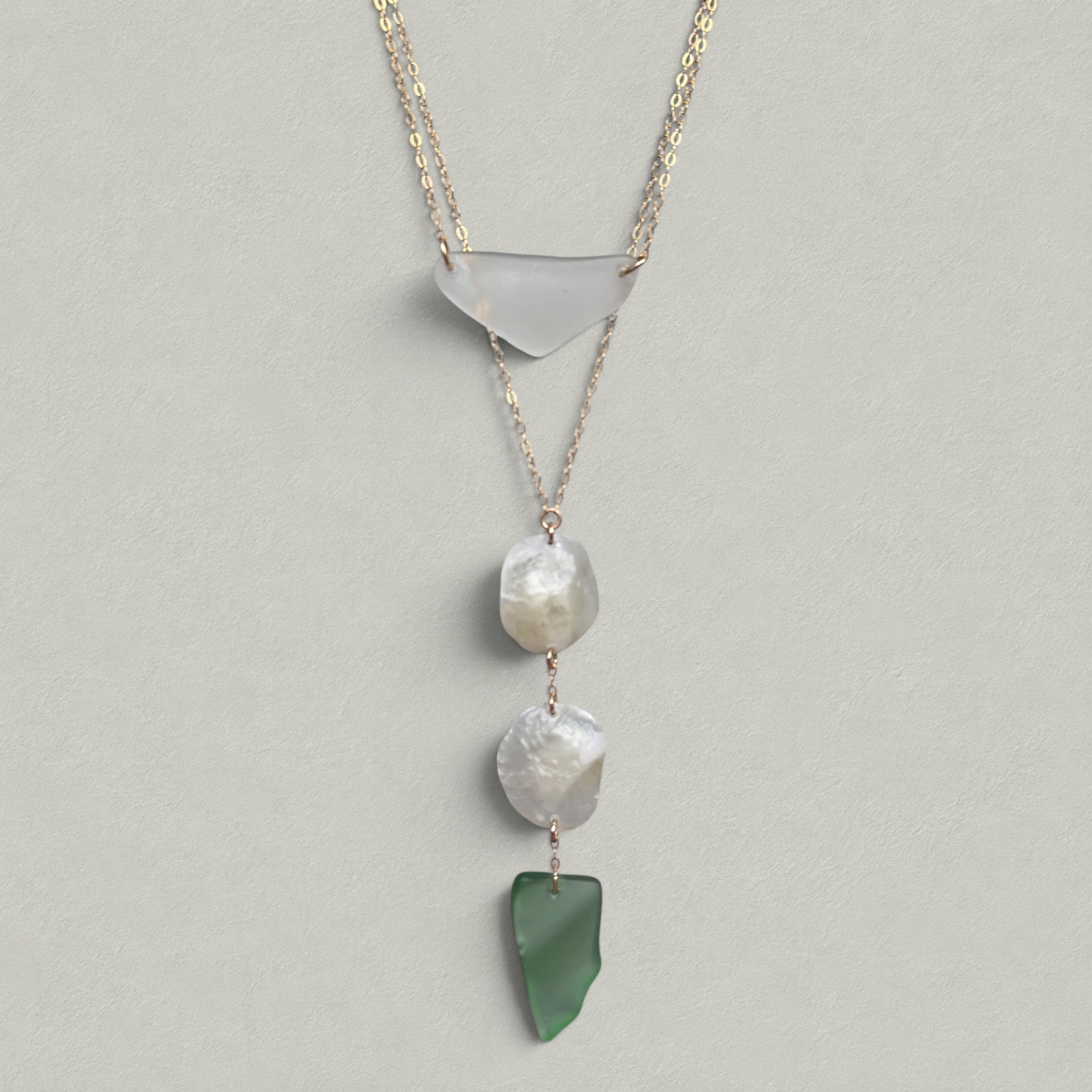 Seafoam Pearl Cascade Necklace