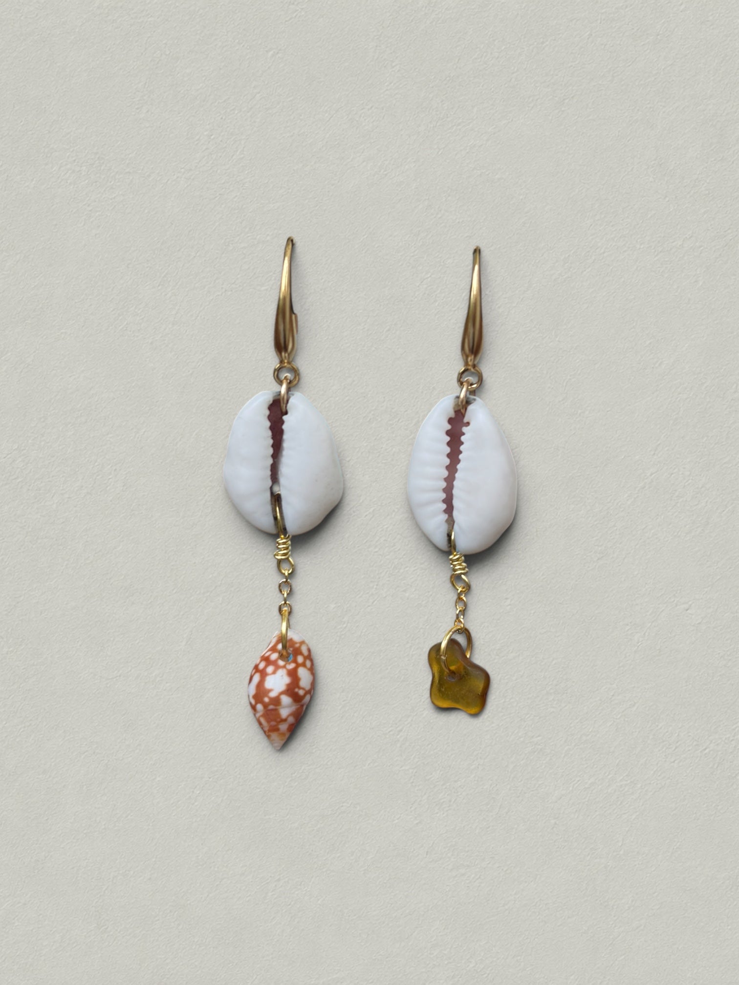 Driftwood Cowrie Earrings