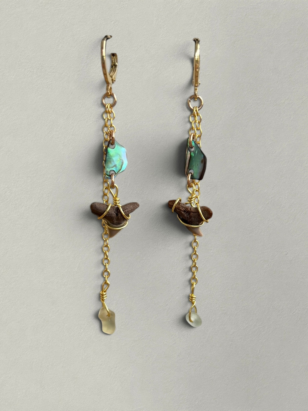 Mermaid Shark Tooth Earrings - Seafoam Tide