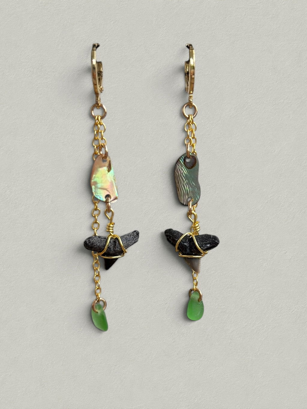 Mermaid Shark Tooth Earrings — Emerald Tide