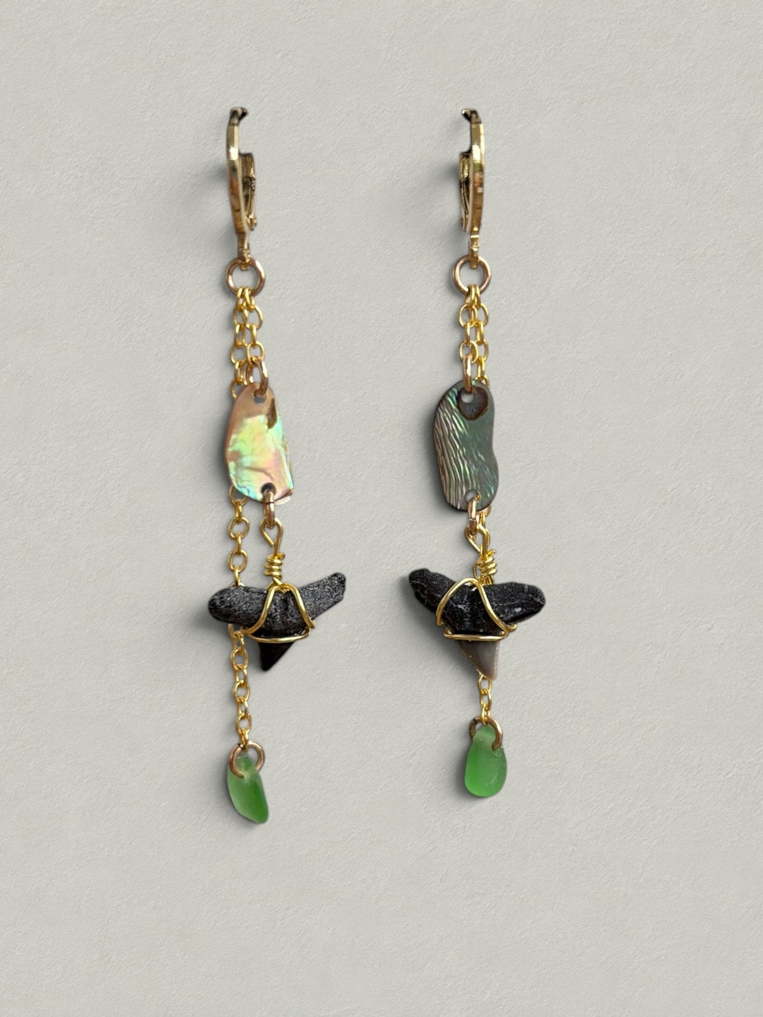 Mermaid Shark Tooth Earrings — Emerald Tide