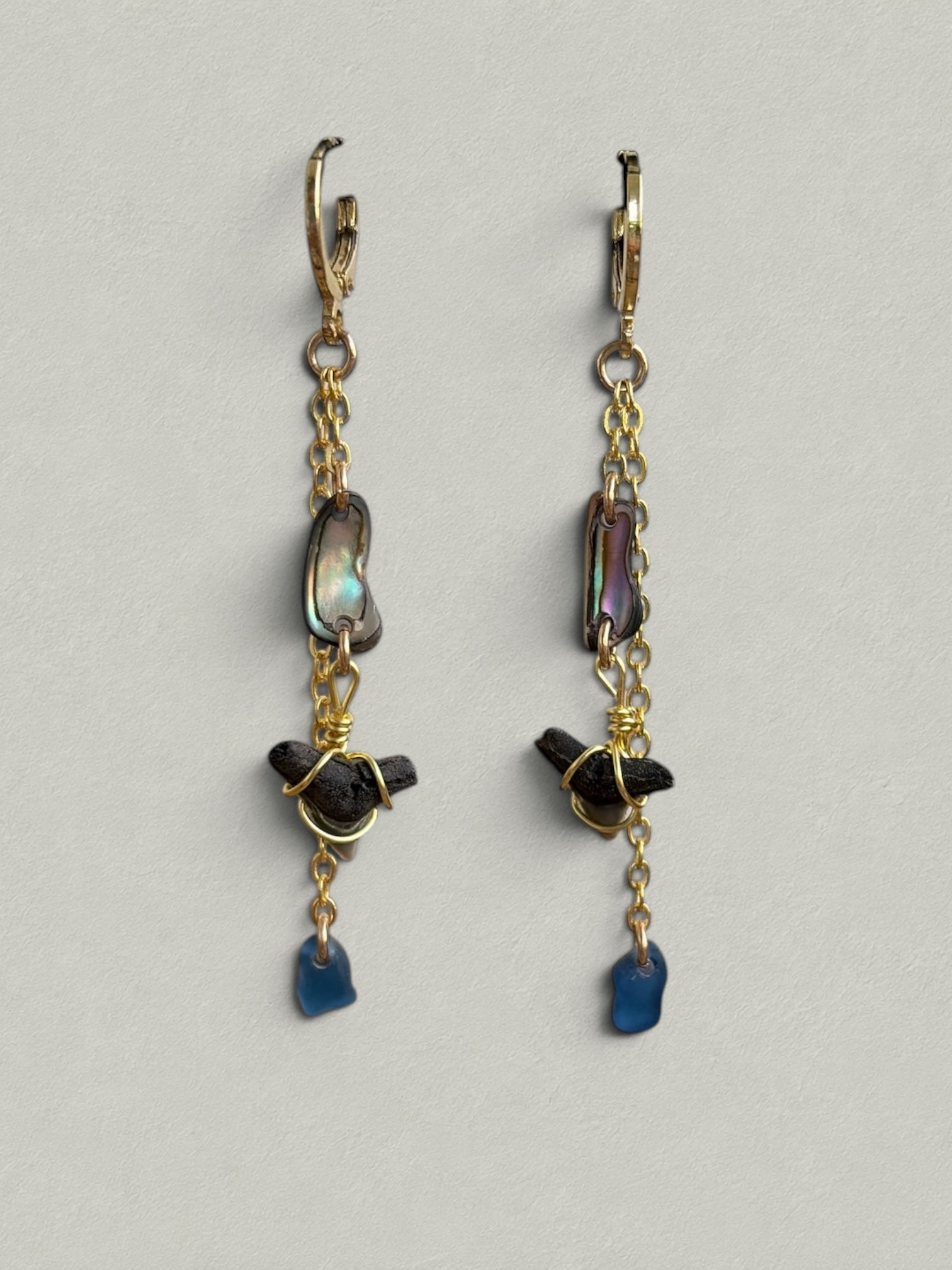 Mermaid Shark Tooth Earrings — Midnight Tide