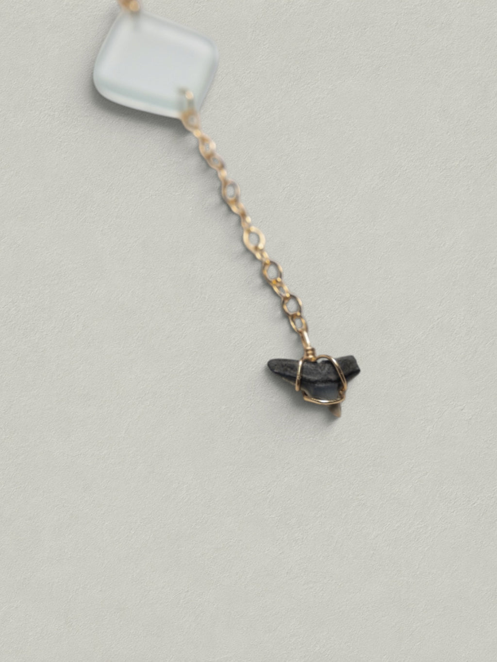 Sea Glass Shark Tooth Drop Necklace