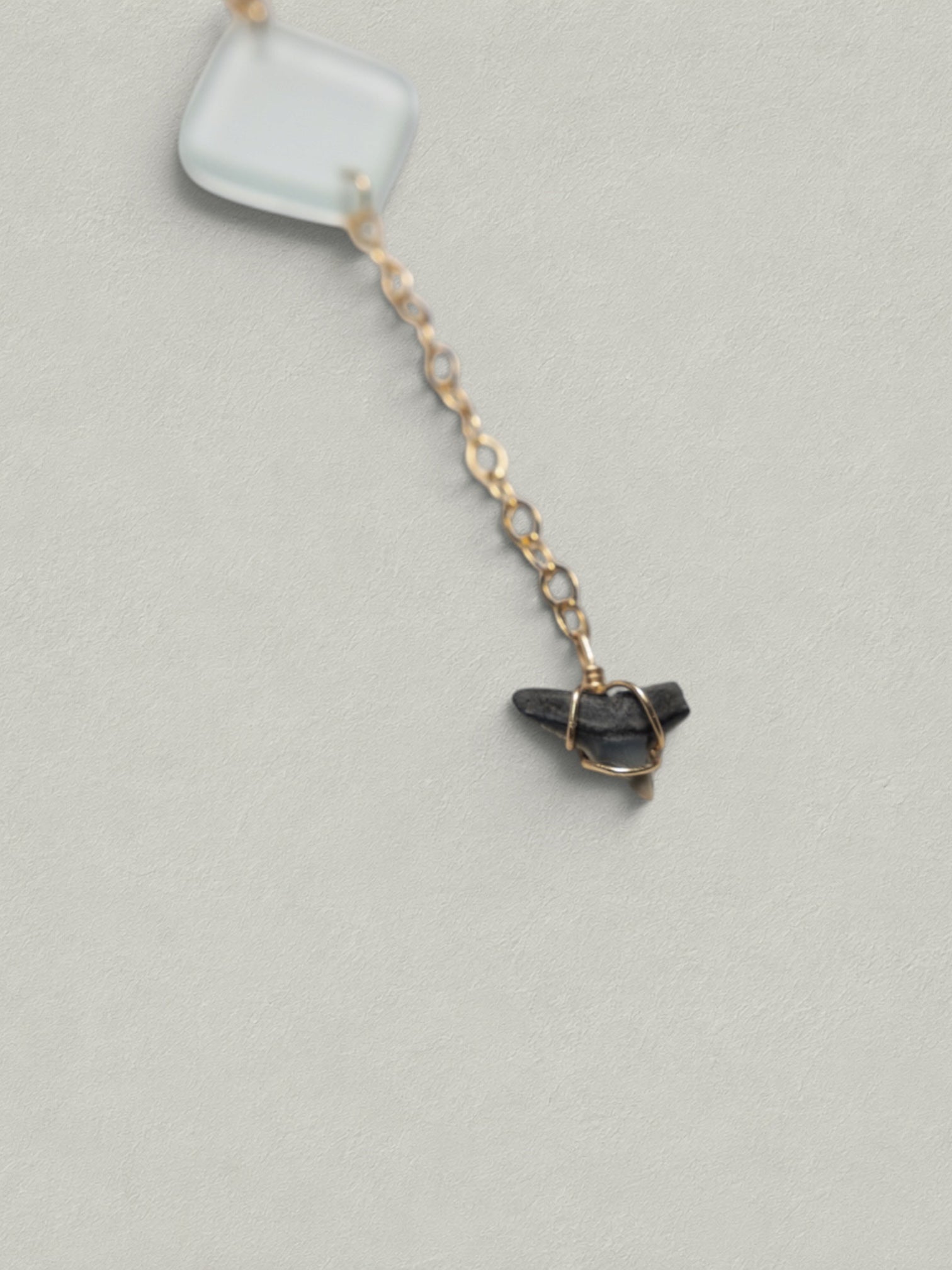Sea Glass Shark Tooth Drop Necklace