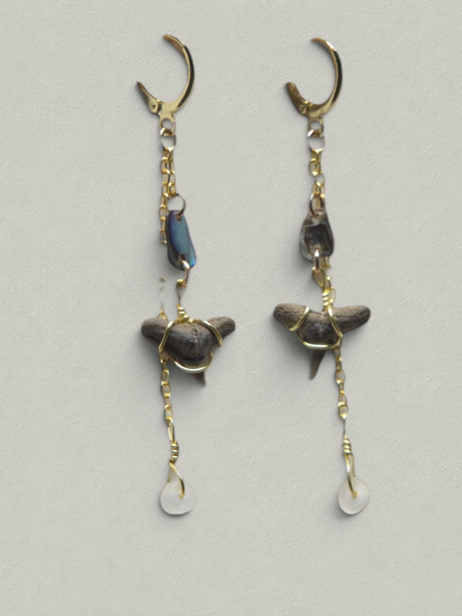 Ocean Crystal Shark Tooth Dangles