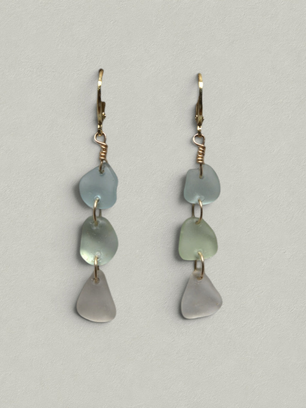 Gold Filled Seafoam Sea Glass Earrings