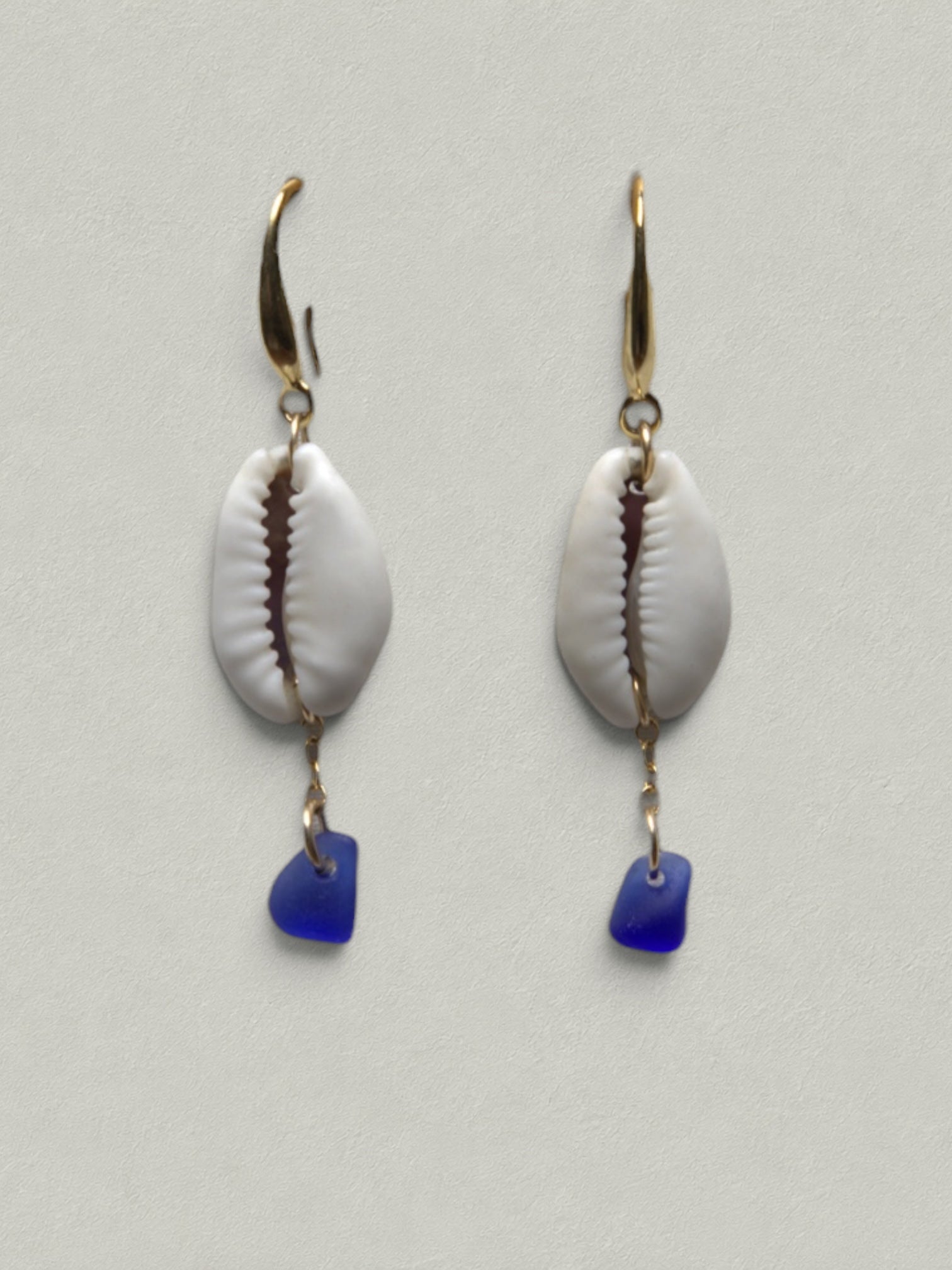 Deep Sea Cowrie Sea Glass Earrings