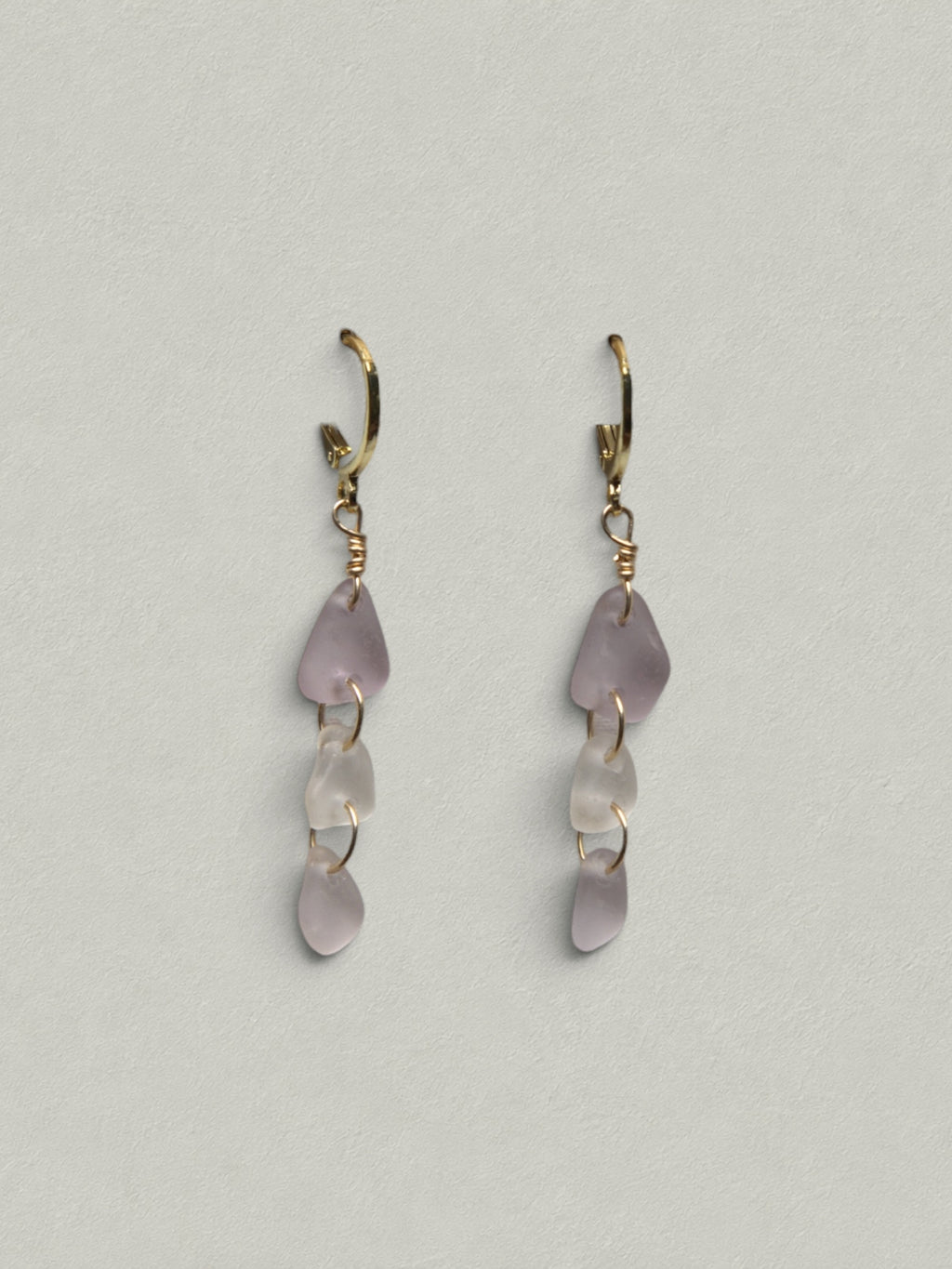 Gold Filled Pink Sea Glass Earrings