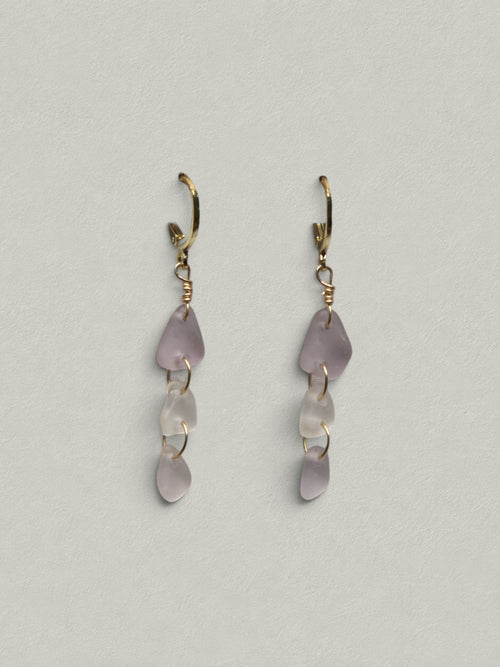 Gold Filled Pink Sea Glass Earrings